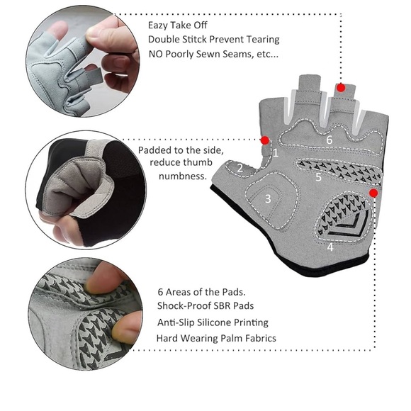 Bike Gloves Men & Women Cycling Gloves Bicycle Gloves 5mm Absorbing Padded Half - Picture 2 of 5